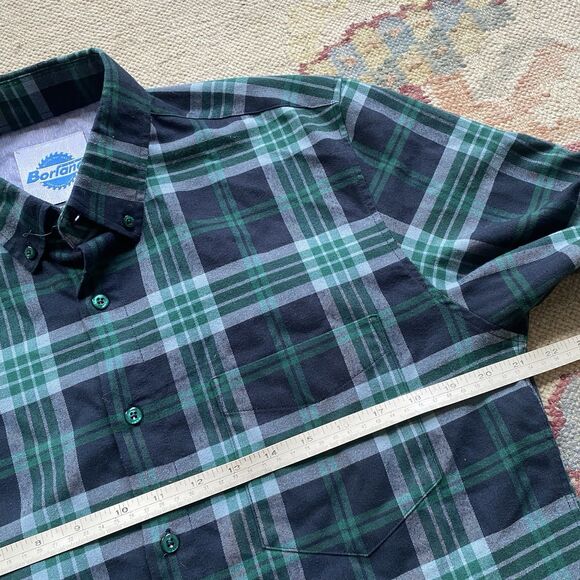 Rsvlts Borland Flannel Ned Flanders Medium Green Plaid Shirt - Picture 5 of 7